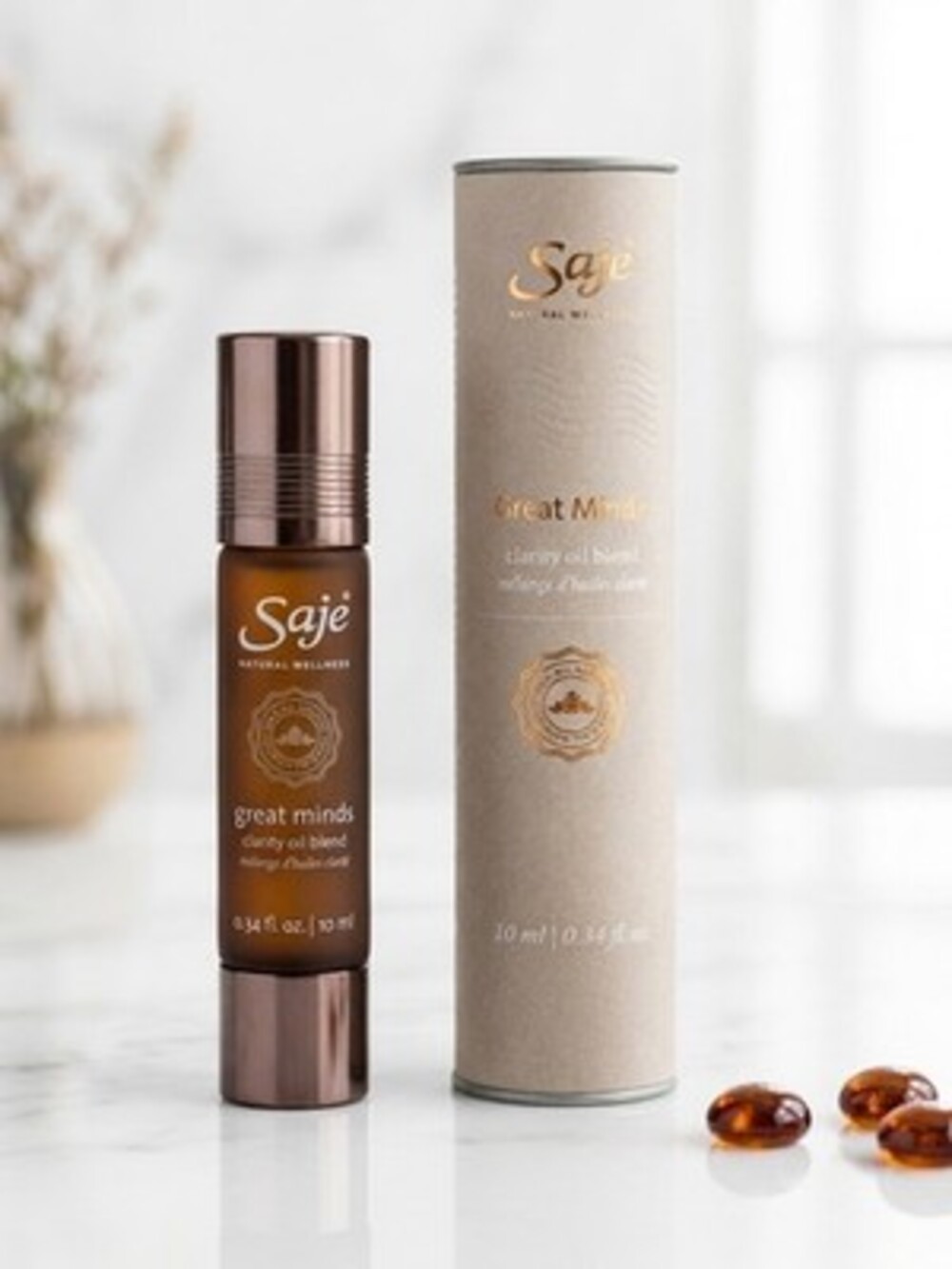 Saje Natural Wellness GREAT MINDS Clarity Oil Blend Roll-On 10ml / 0.34oz w/ Box
